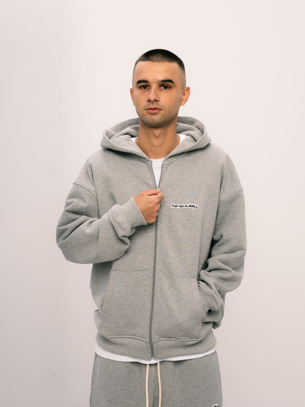 SZARA BLUZA ZIP BASIC